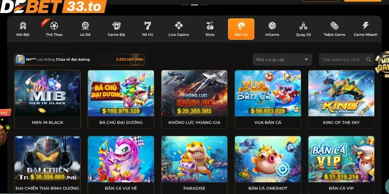 Giới thiệu các trò chơi săn cá hấp dẫn nhất tại web cược Debet