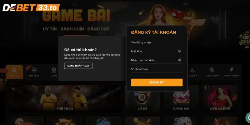 Quy trình đăng ký Debet 3 bước
