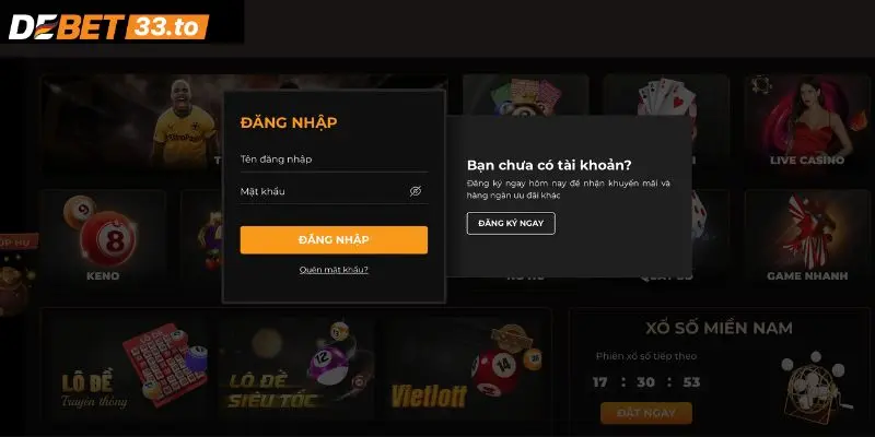 Các bước đăng nhập Debet siêu nhanh