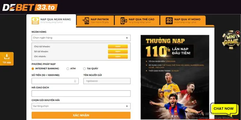 Hướng dẫn Debet chi tiết cách nạp rút